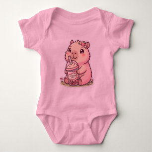 Schattige Chibi Capybara die aardbeien Boba-melk d Romper