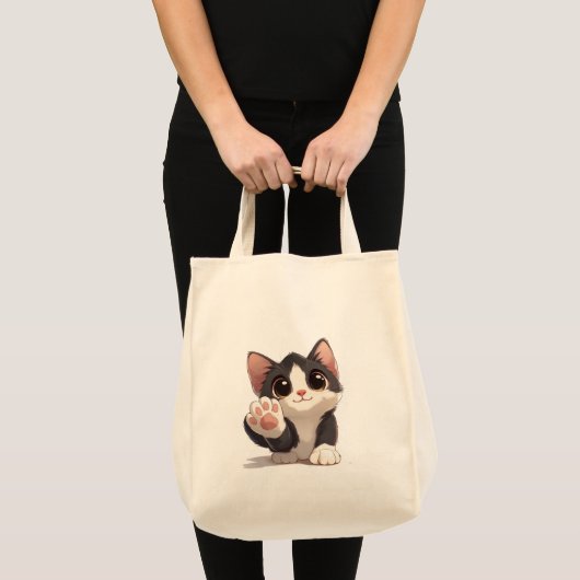 Schattige Chibi Cat Reaching Out – Schattigee Cart Tote Bag (Voorkant (product))
