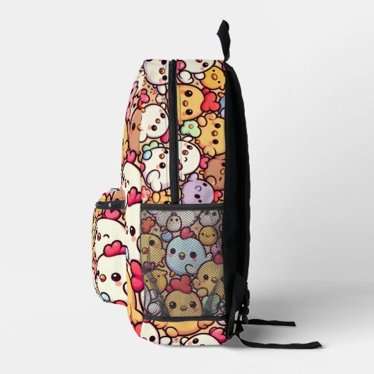 Schattige Chibi Chicken Pattern Design Bedrukte Rugzak (Rechts)