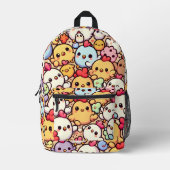 Schattige Chibi Chicken Pattern Design Bedrukte Rugzak (Voorkant)