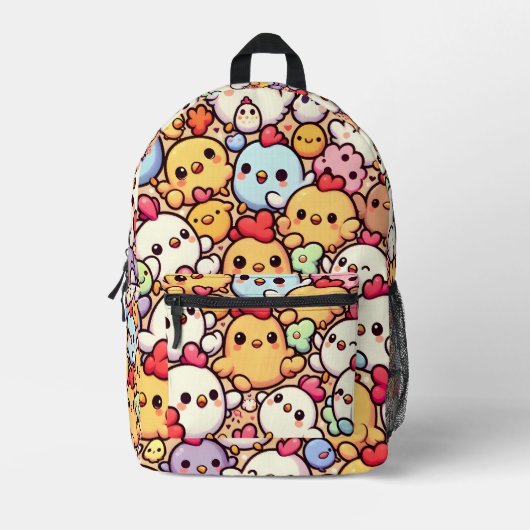 Schattige Chibi Chicken Pattern Design Bedrukte Rugzak (Voorkant)