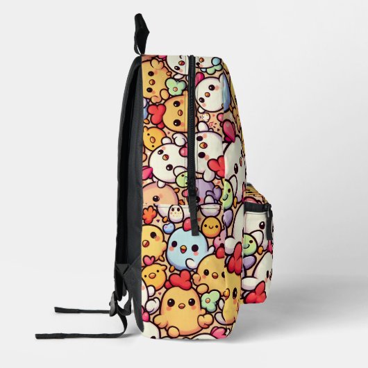 Schattige Chibi Chicken Pattern Design Bedrukte Rugzak (Links)
