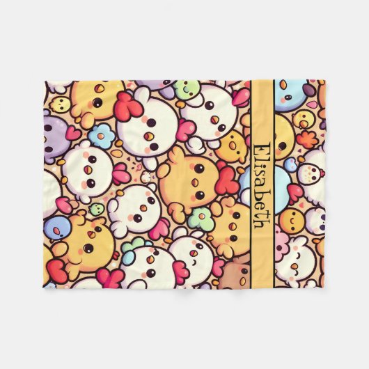 Schattige Chibi Chicken Pattern Design Gepersonali Fleece Deken (Voorkant (Horizontaal))