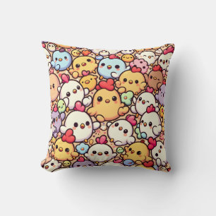 Schattige Chibi Chicken Pattern Design Kussen