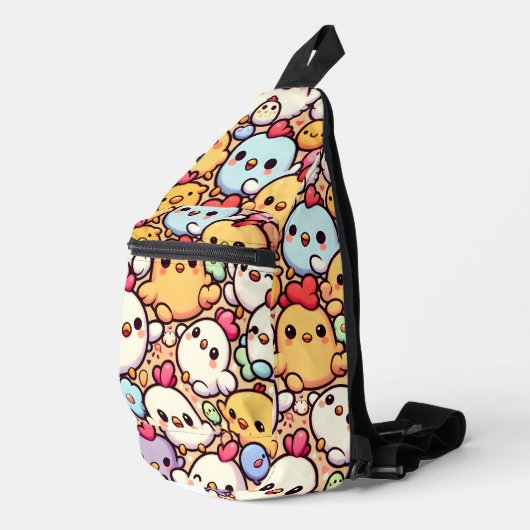 Schattige Chibi Chicken Pattern Design Sling Bag (Rechterhoek)