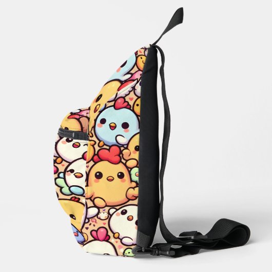 Schattige Chibi Chicken Pattern Design Sling Bag (Rechts)