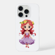 Schattige Chibi Fee Prinses Paarse Jurk iPhone 15 