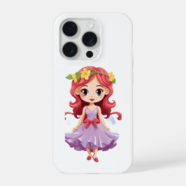 Schattige Chibi Fee Prinses Paarse Jurk iPhone 15  Pro Case