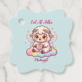 Schattige Chibi Fee Schaap Regenboog Eid Adha Muba Bedankjes Labels