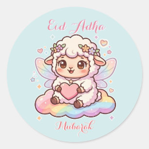 Schattige Chibi Fee Schaap Regenboog Eid Al-Adha M Ronde Sticker