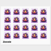 Schattige Chibi Halloween Pompoen  Vierkante Sticker (Vel)