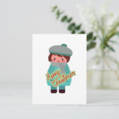 Schattige chibi jongen platte kerstkaart (Staand voorkant)
