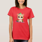 Schattige Chibi Kawaii Cartoon Christmas Kitty Cat T-shirt (Voorkant)