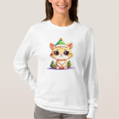 Schattige Chibi Kawaii Cartoon Christmas Kitty Cat T-shirt (Voorkant)