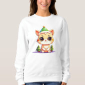 Schattige Chibi Kawaii Cartoon Christmas Kitty Cat Trui (Voorkant)