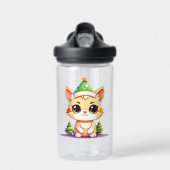 Schattige Chibi Kawaii Cartoon Christmas Kitty Cat Waterfles (Voorkant)