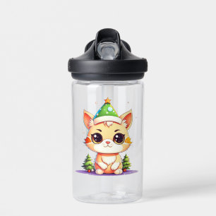 Schattige Chibi Kawaii Cartoon Christmas Kitty Cat Waterfles