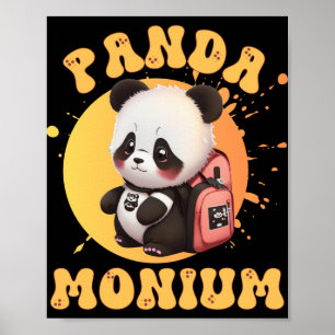 Schattige Chibi Kawaii Panda Naam Schooljaar Op Ru Poster