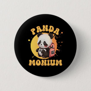 Schattige Chibi Kawaii Panda Naam Schooljaar Op Ru Ronde Button 5,7 Cm