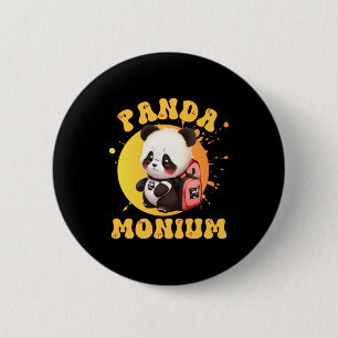 Schattige Chibi Kawaii Panda Naam Schooljaar Op Ru Ronde Button 5,7 Cm