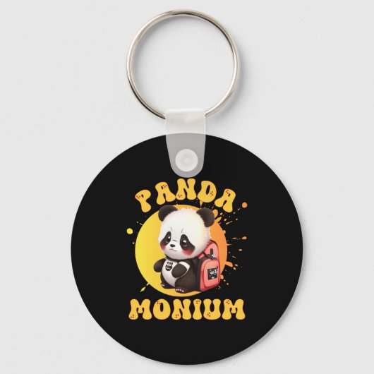 Schattige Chibi Kawaii Panda Naam Schooljaar Op Ru Sleutelhanger (Voorkant)