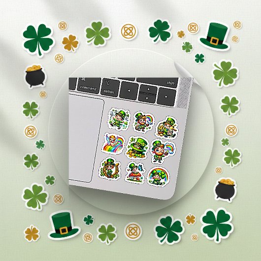 Schattige Chibi Leprechaun Lucky Shamrock Set Sticker
