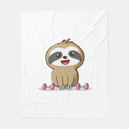 Schattige Chibi Luiaard Workout � Grappig Kawaii G Fleece Deken (Voorkant)