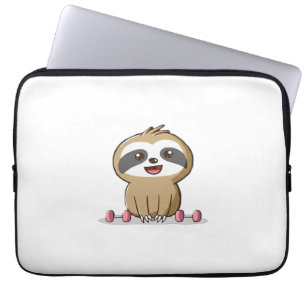 Schattige Chibi Luiaard Workout � Grappig Kawaii G Laptop Sleeve