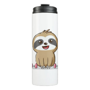 Schattige Chibi Luiaard Workout � Grappig Kawaii G Thermosbeker