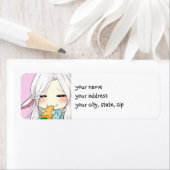 Schattige chibi meisje met konijnenoren ret adrese etiket (Insitu)