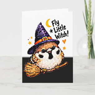 Schattige Chibi Mus Vogel Halloween Heks leuk Kaart