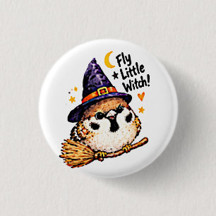 Schattige Chibi Mus Vogel Halloween Heks leuk Ronde Button 3,2 Cm