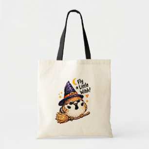 Schattige Chibi Mus Vogel Halloween Heks leuk Tote Bag