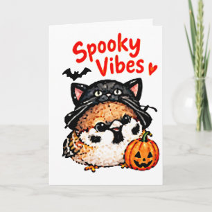 Schattige Chibi Mus Vogel Halloween Kaart