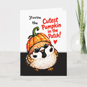 Schattige Chibi Mus Vogel Halloween Pompoen Kaart