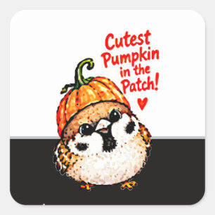 Schattige Chibi Mus Vogel Halloween Pompoen Vierkante Sticker