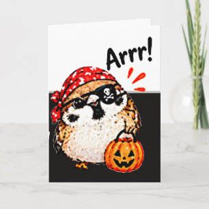 Schattige Chibi Musvogel Halloween Piraat Pret Kaart