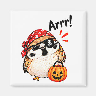 Schattige Chibi Musvogel Halloween Piraat Pret Magneet