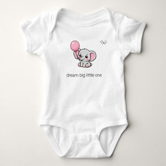 Schattige Chibi Olifant Droom Groot Kleine Eén Bab Romper (Voorkant)