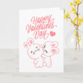 Schattige Chibi paar konijn gelukkige Valentijnsda Kaart (Gele Bloem)