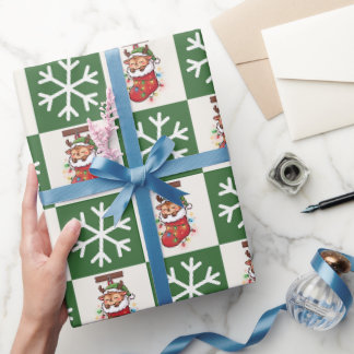 Schattige Chibi Rendier Kousen Kerstmis Cadeaupapier