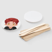 Schattige Chibi Rode Haar Jongen Anime Feest Acces Handwaaier (Niet-gemonteerd)
