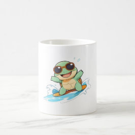 Schattige Chibi Schildpad Surfer Zomer Strand Desi Koffiemok