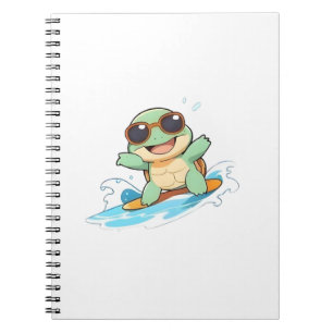 Schattige Chibi Schildpad Surfer Zomer Strand Desi Notitieboek