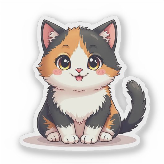 Schattige Chibi Schilpad Kat – Pastel Sticker (Voorkant)