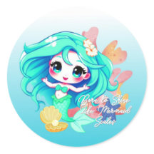 Schattige Chibi zeemeermin met sprankelende schale