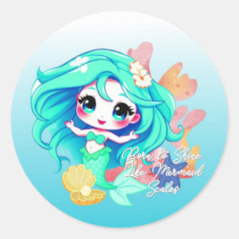 Schattige Chibi zeemeermin met sprankelende schale Ronde Sticker
