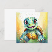Schattige Chibi Zeeschildpad Onder de Zee (Voorkant / Achterkant)