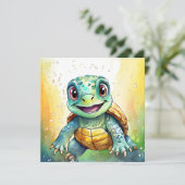 Schattige Chibi Zeeschildpad Onder de Zee (Staand voorkant)