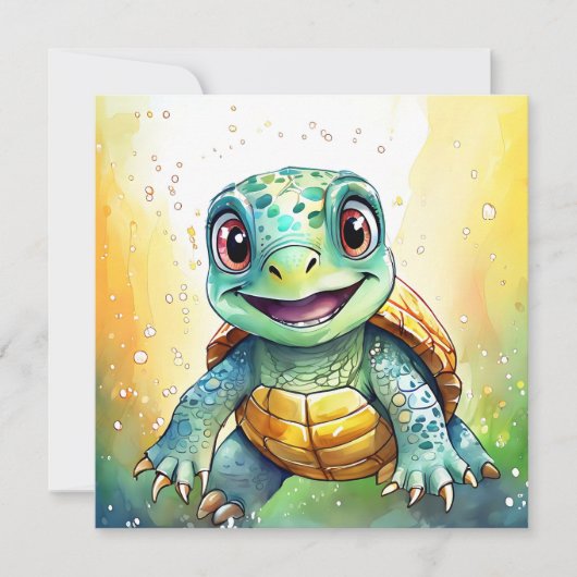 Schattige Chibi Zeeschildpad Onder de Zee (Voorkant)